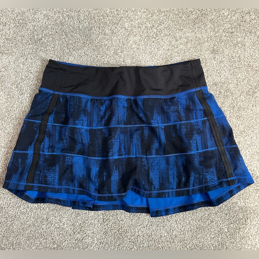 Lululemon Pace Rival tennis skirt mid rise, blue/black, size 6